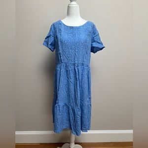 Seraphine Blue and white dot tiered Maternity and nursing dress - US size 8